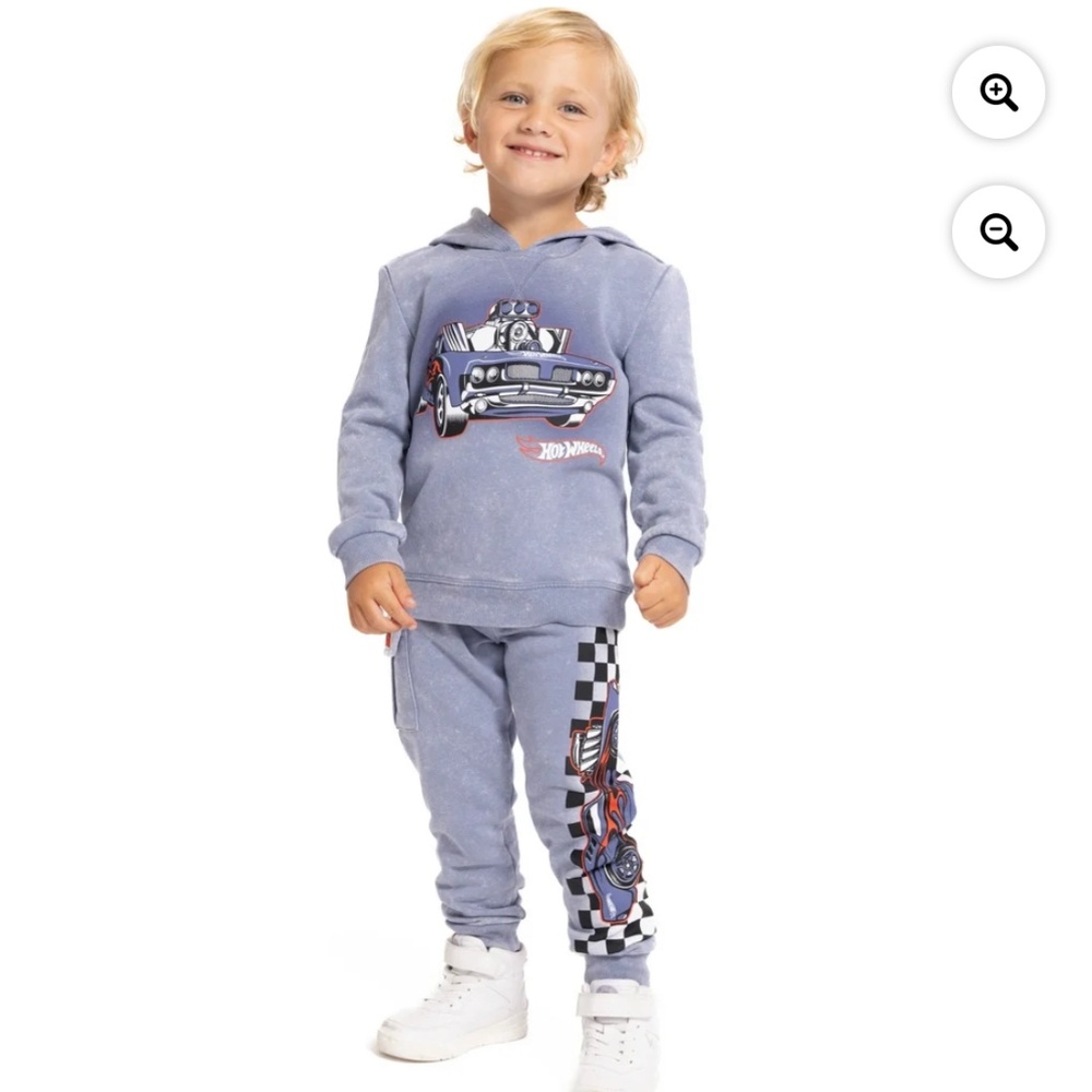 Hot Wheels Toddler Boys Stonewash 2 PC Hooded Sweatshirt Set Size 5T NWT